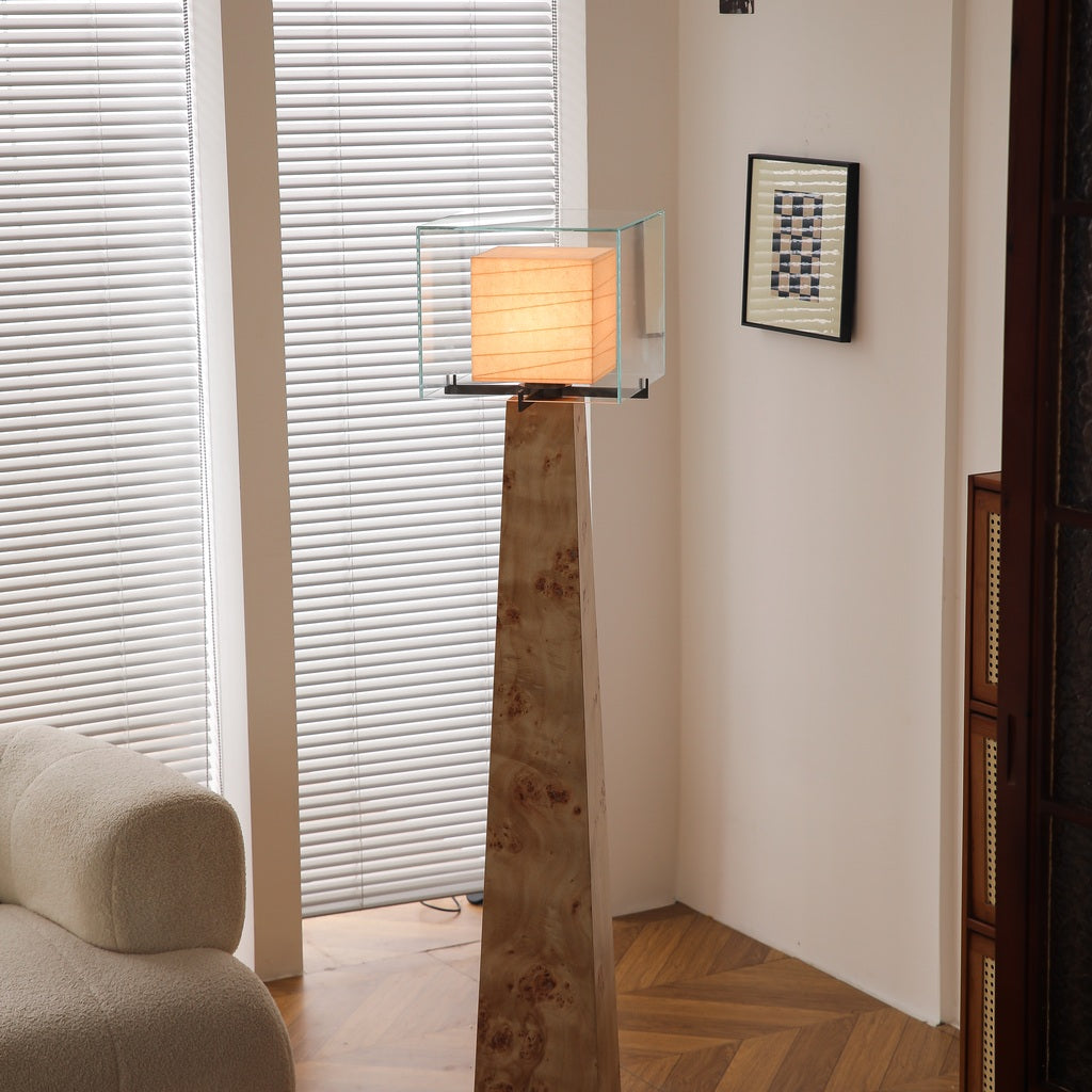 Modern Travertine Glass Shade Table and Floor Lamp - 08 04-real-square-F50A7837