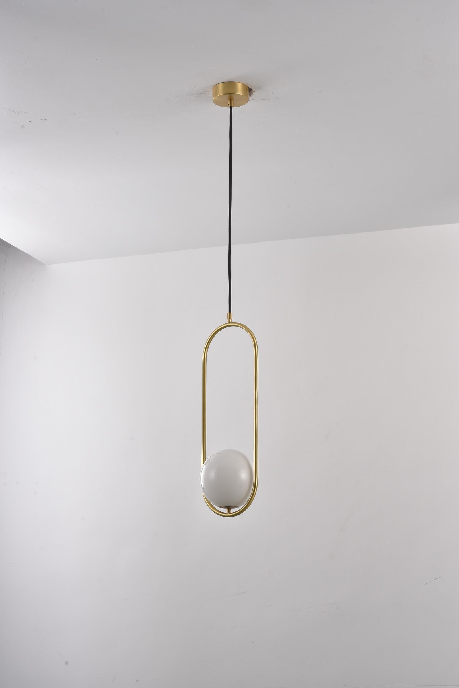 Modern U-Frame Copper Globe Pendant Light - 15 04-real-u-frame-pendant-side-lit.jpg