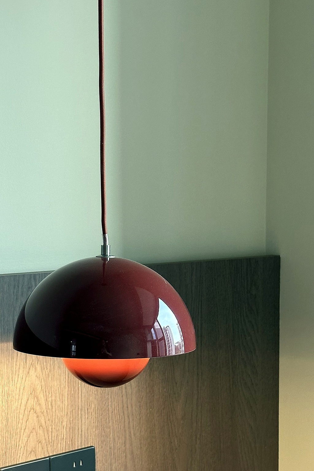 Red Flowerpot Dome Pendant Light in a modern interior