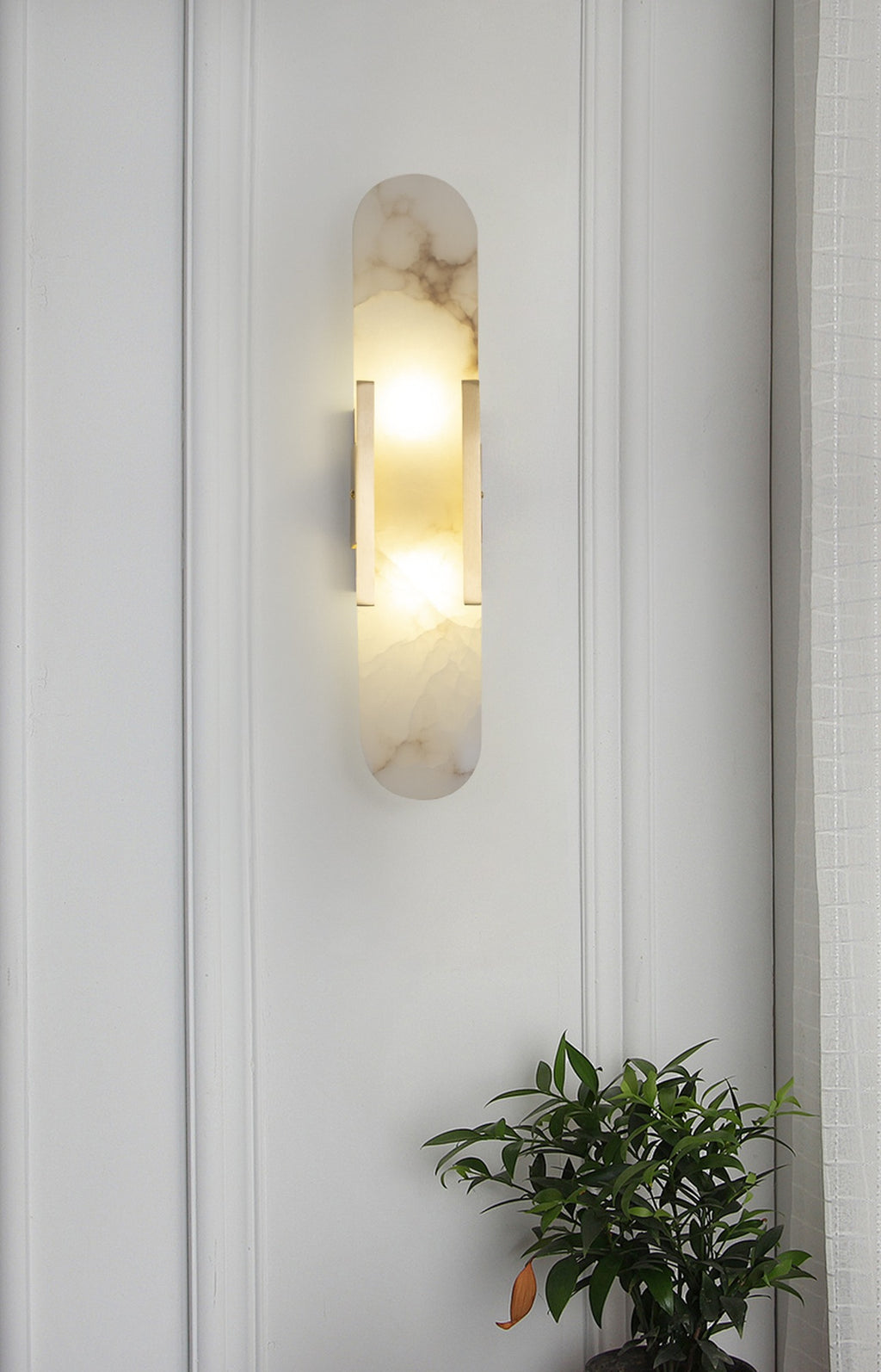 Modern Spanish Alabaster Capsule Wall Sconce - 04 room scene 3
