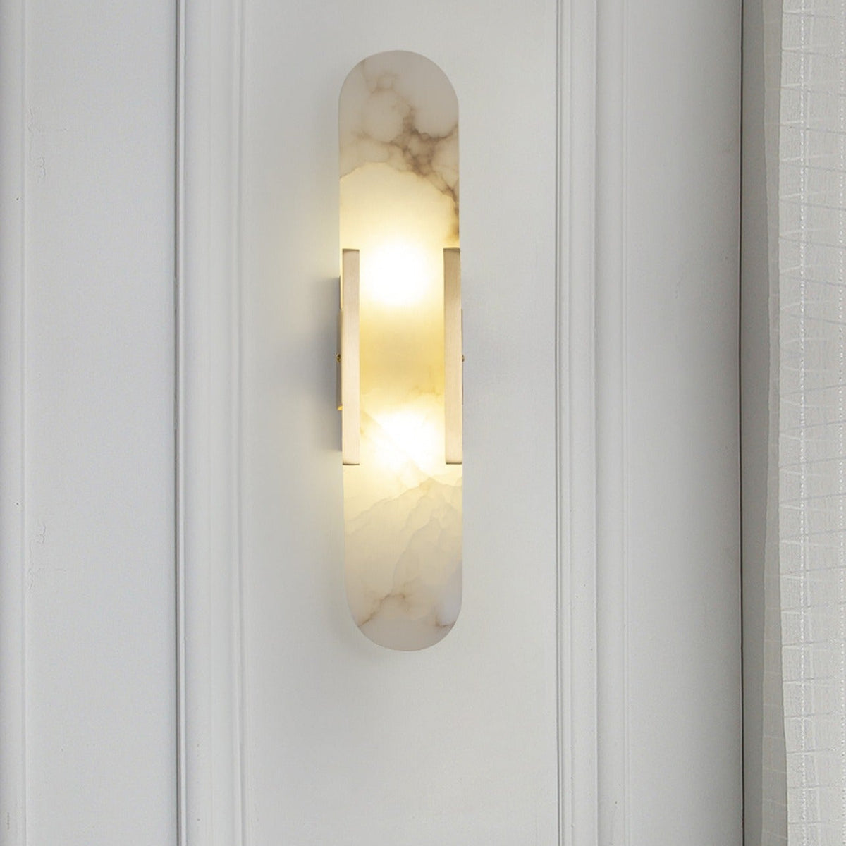 Modern Alabaster Capsule Wall Sconce - 04 room scene 3