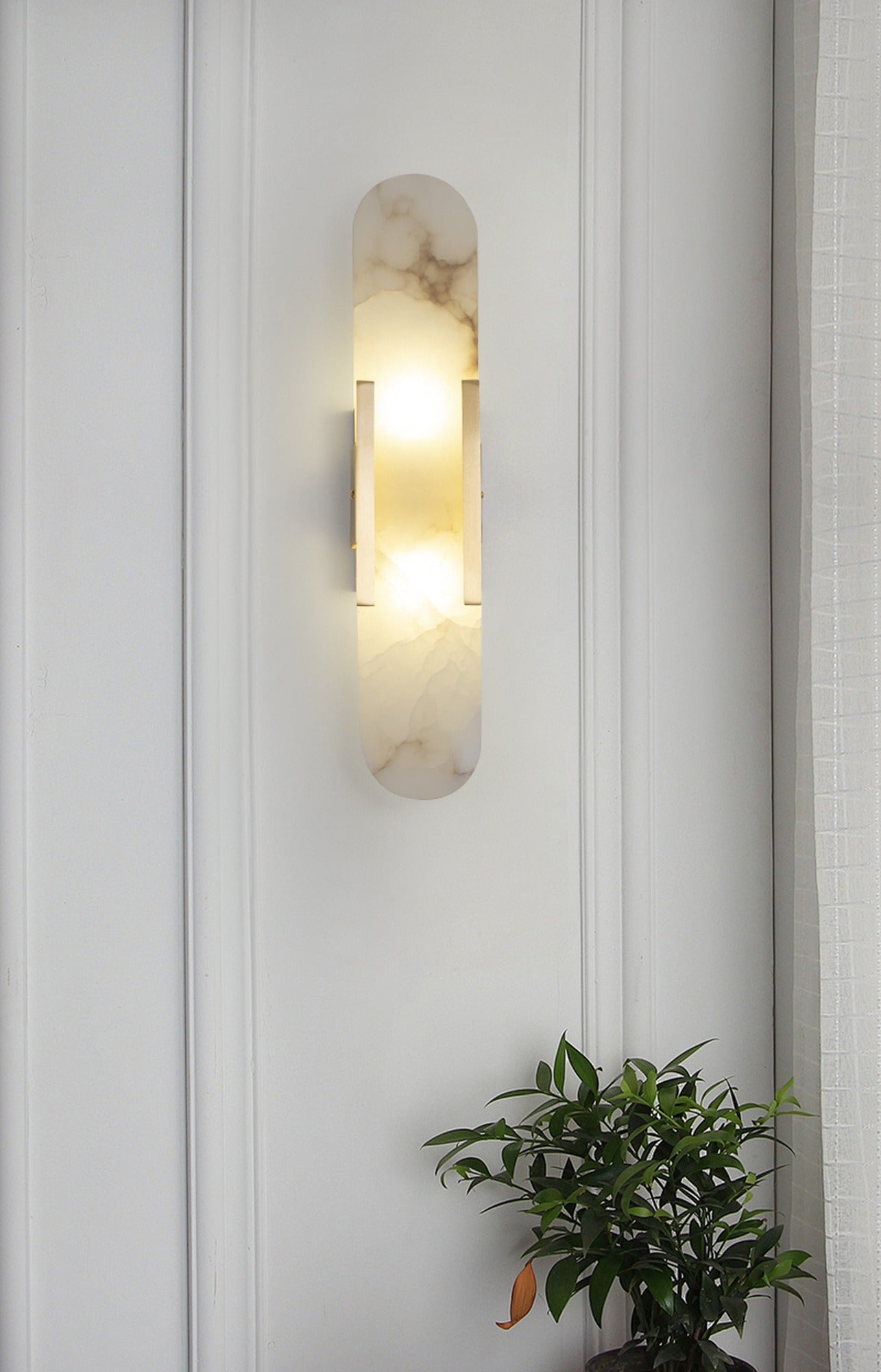 Modern Spanish Alabaster Capsule Wall Sconce - 04 room scene 3