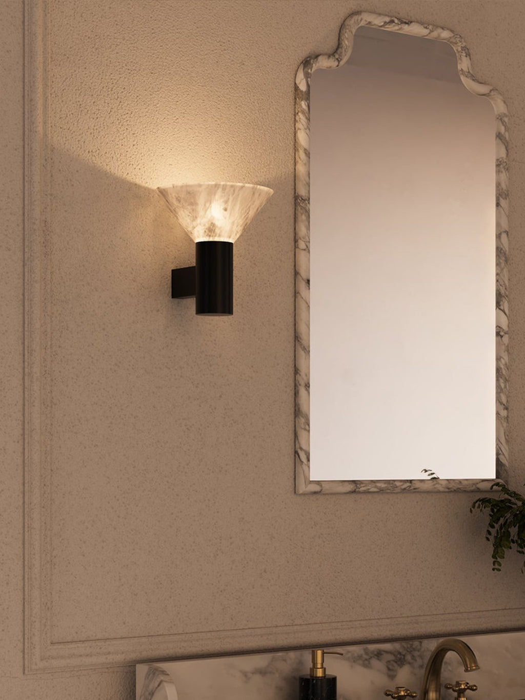 Modern Snowflake Alabaster Cup Wall Sconce - 04 room scene 3
