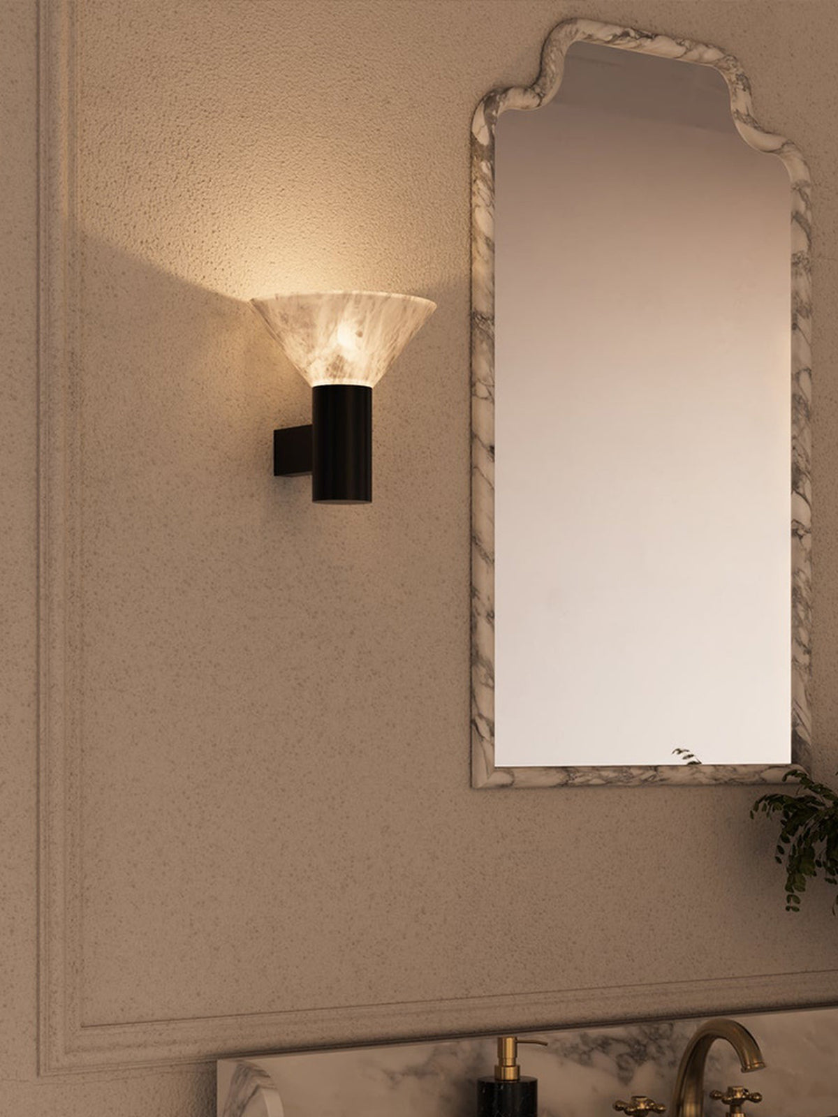 Modern Snowflake Alabaster Cup Wall Sconce - 04 room scene 3