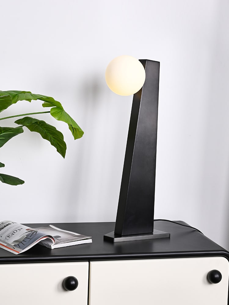 Modern Tapered Globe Table Lamp - 04 04-scene-black-alabaster-tapered-table-lamp-cabinet