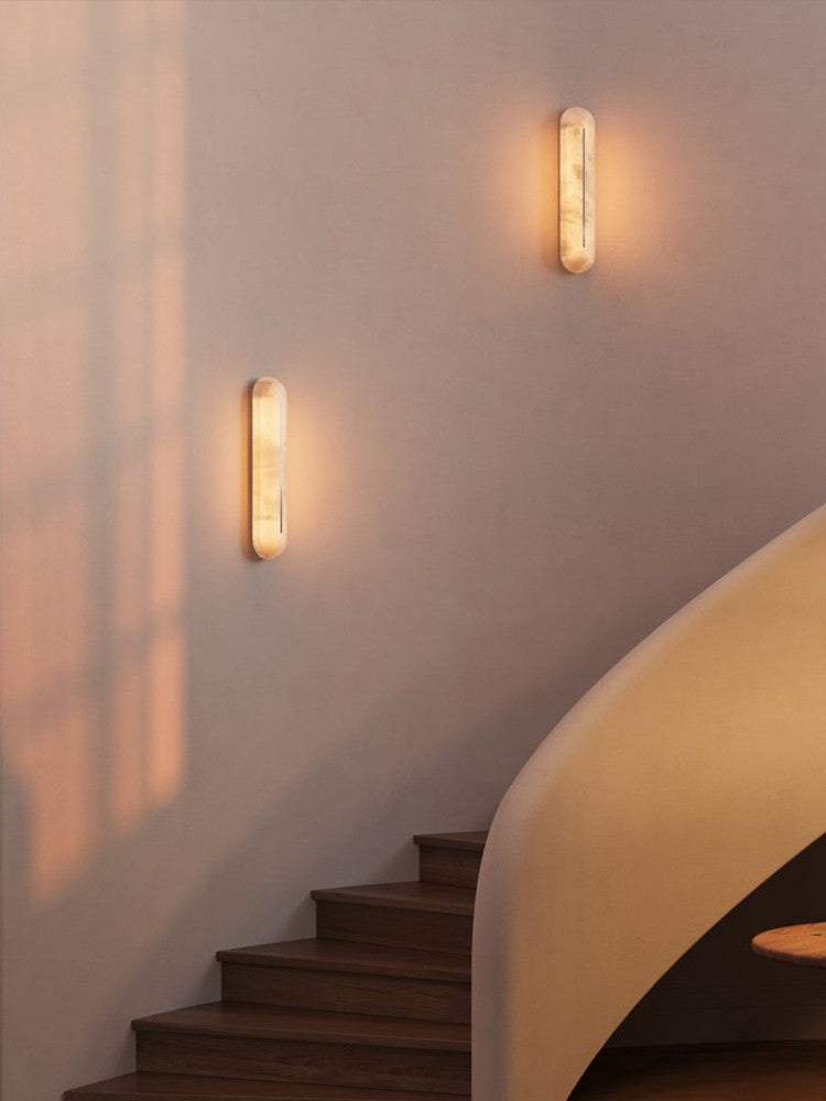 Modern Snowflake Alabaster Oval Wall Sconce - 04 04-scene-entryway