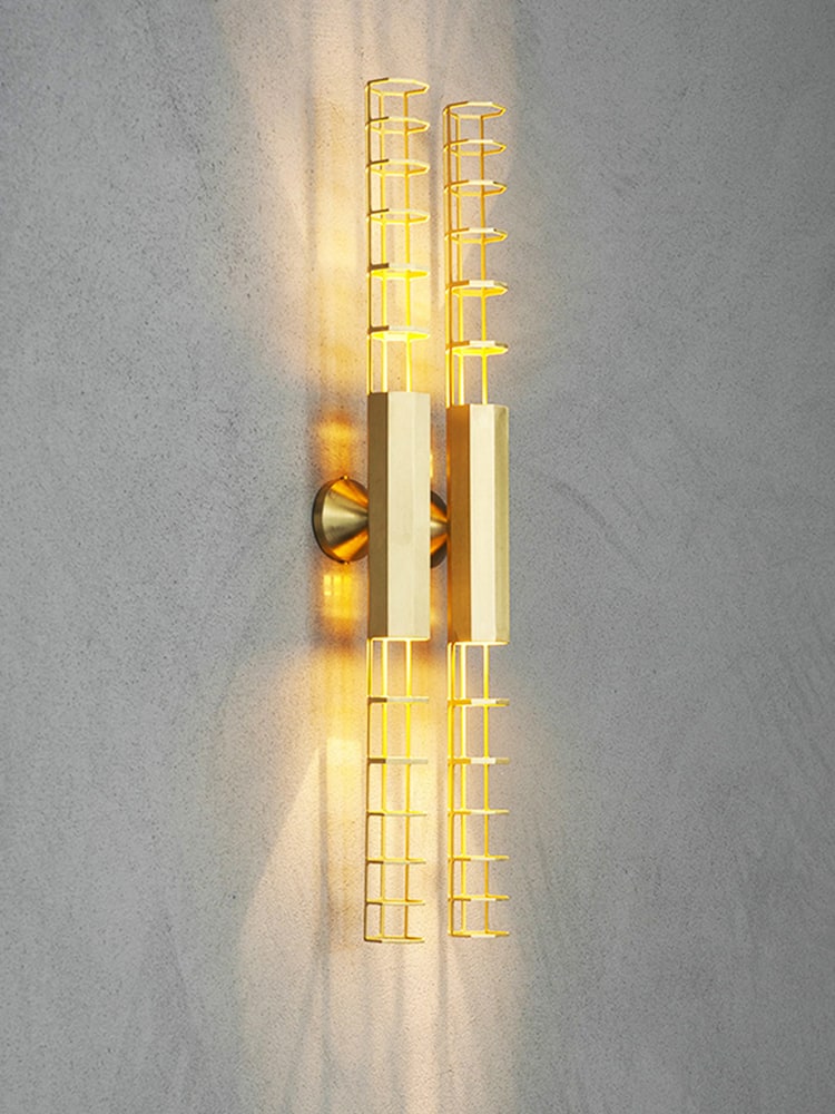 Modern Natural Brass Linear LED Wall Sconce - 04 04-scene-natural-brass-linear-led-wall-sconce-close-up