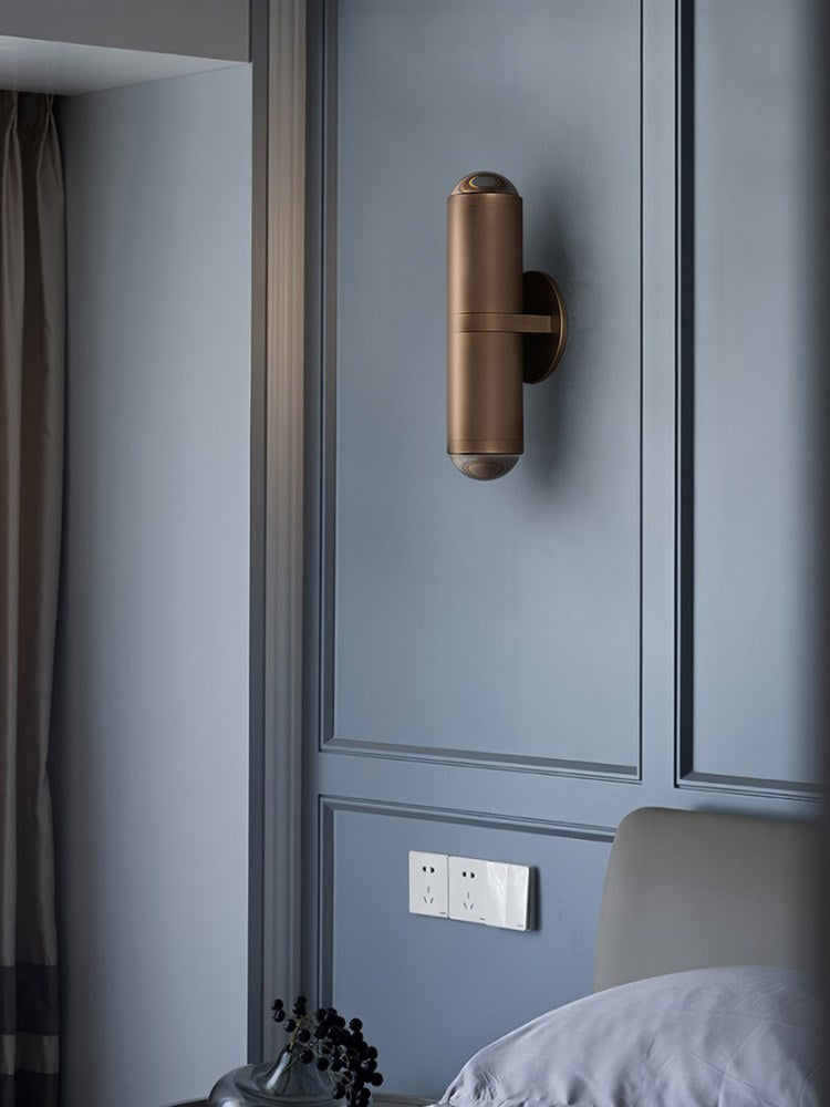 Modern Crystal Glass Cylinder Wall Sconce in Vintage Bronze - 04 04-scene-vintage-bronze-crystal-wall-sconce-living-room