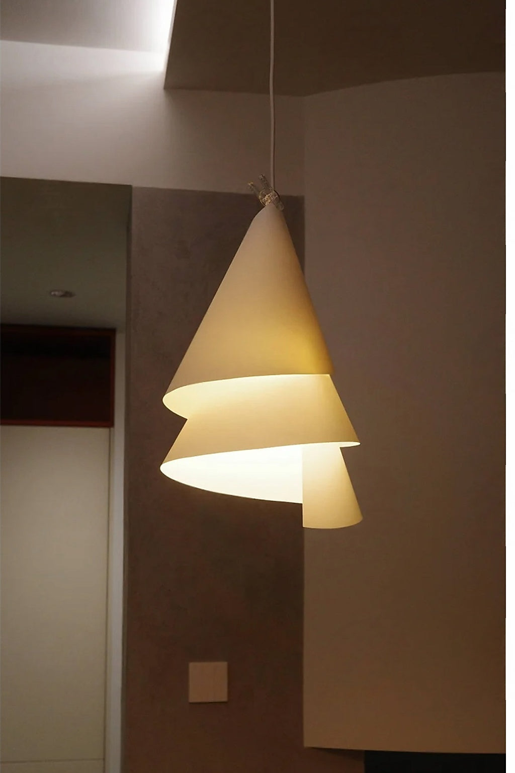 Willydilly Spiral Pendant Light installed scene 04 source display lit room