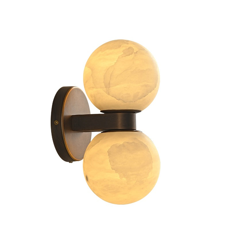 Modern Alabaster Double Globe Wall Sconce in Antique Brass - 04 04-white-background