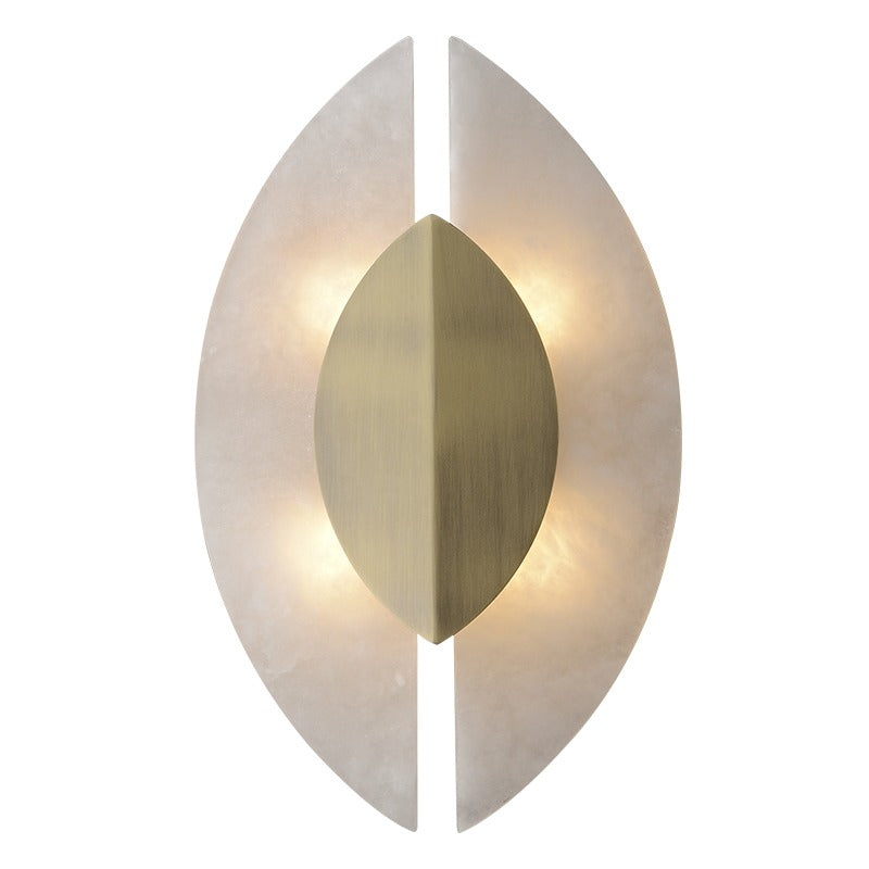 Modern Alabaster Leaf Wall Sconce in Antique Brass - 04 04-white-background