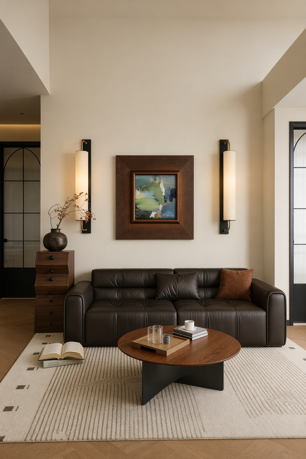 Modern Mulberry Silk Cylinder Wall Sconce in Black