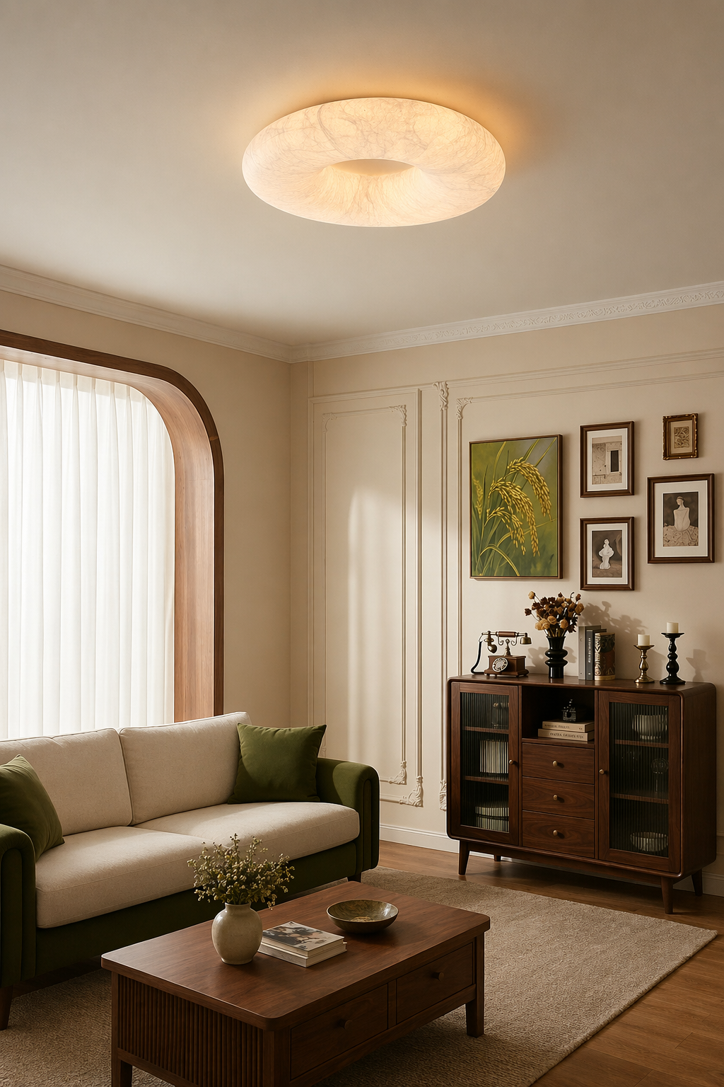 Mulberry silk halo ceiling light interior view 3
