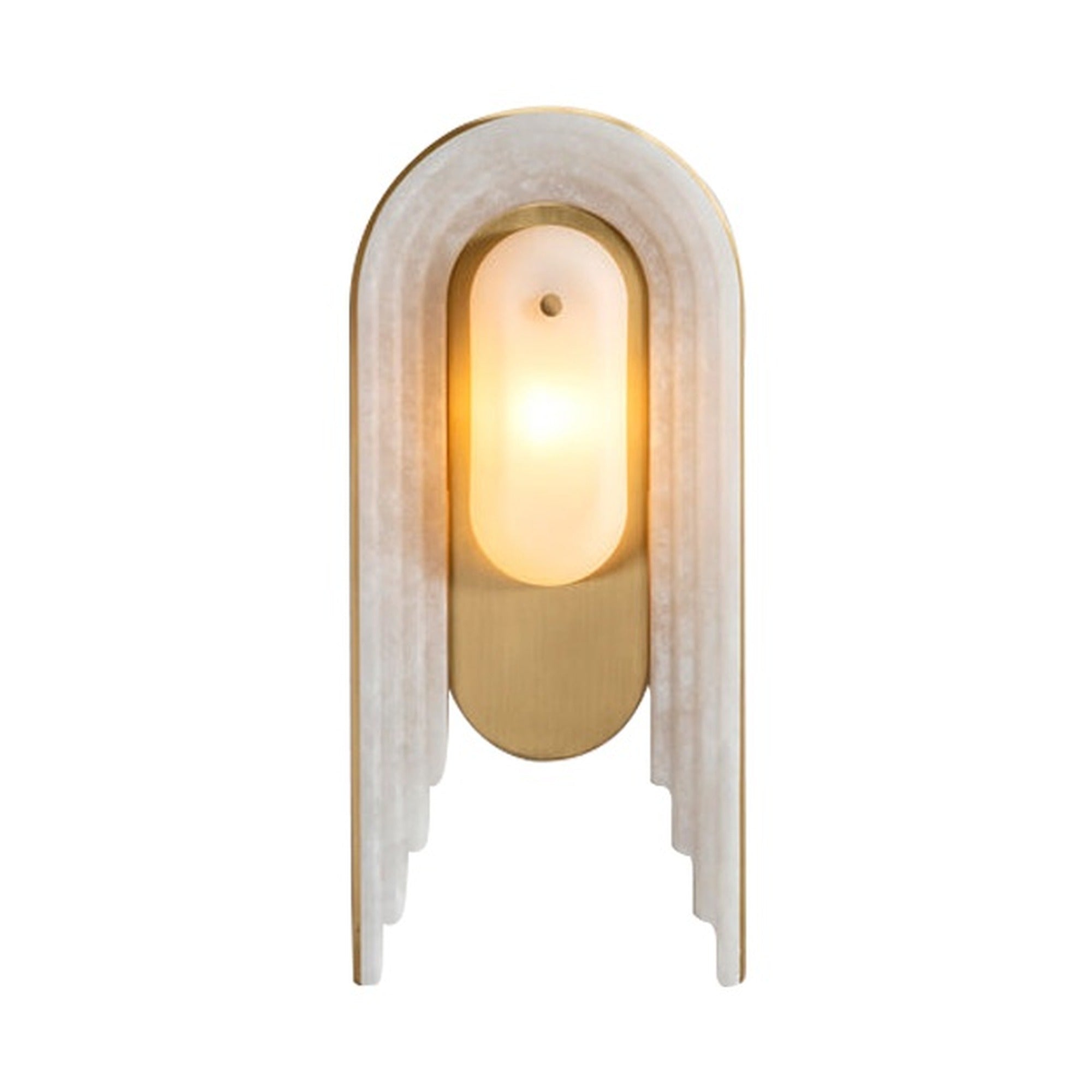 Modern Spanish Alabaster Arched Wall Sconce in Natural Brass - enlarged white background main image