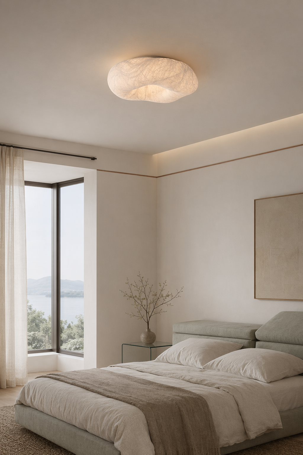 Handmade Mulberry Silk Cloud Ceiling Light in White - product image 06