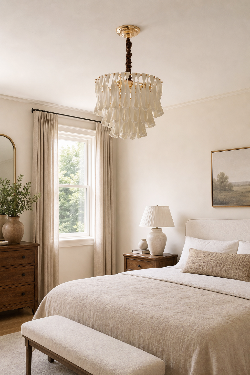 Ivory Ceramic Ribbon Mini Chandelier - 05 05-bedroom-daylight-off