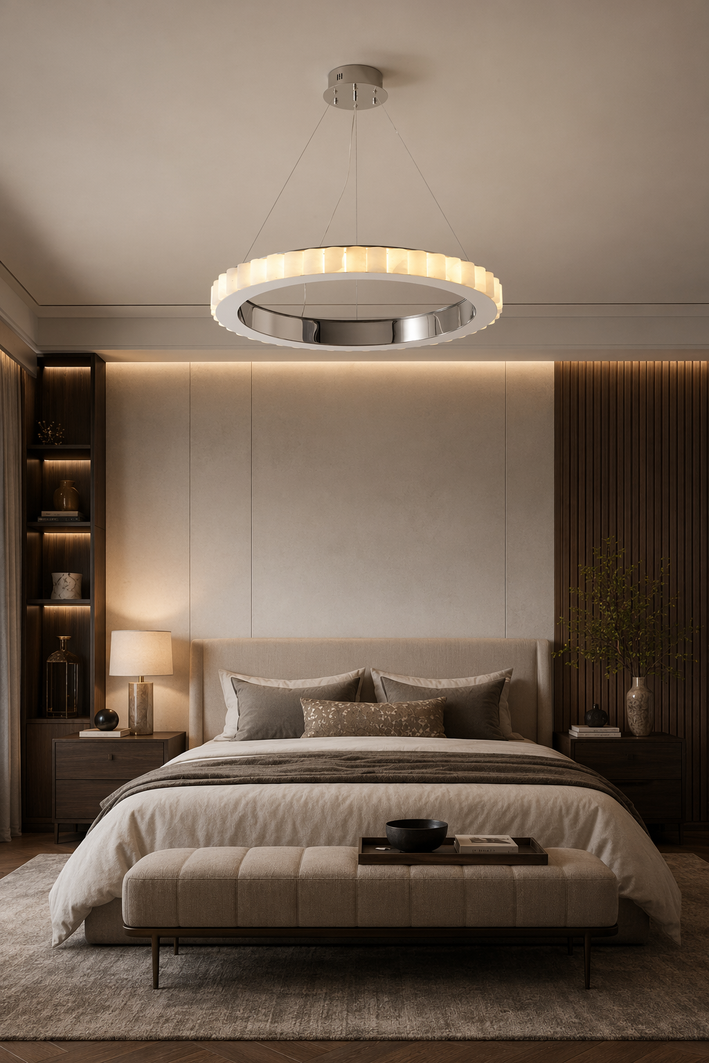 Modern Alabaster Ring LED Pendant Chandelier - 05 05-bedroom-wide