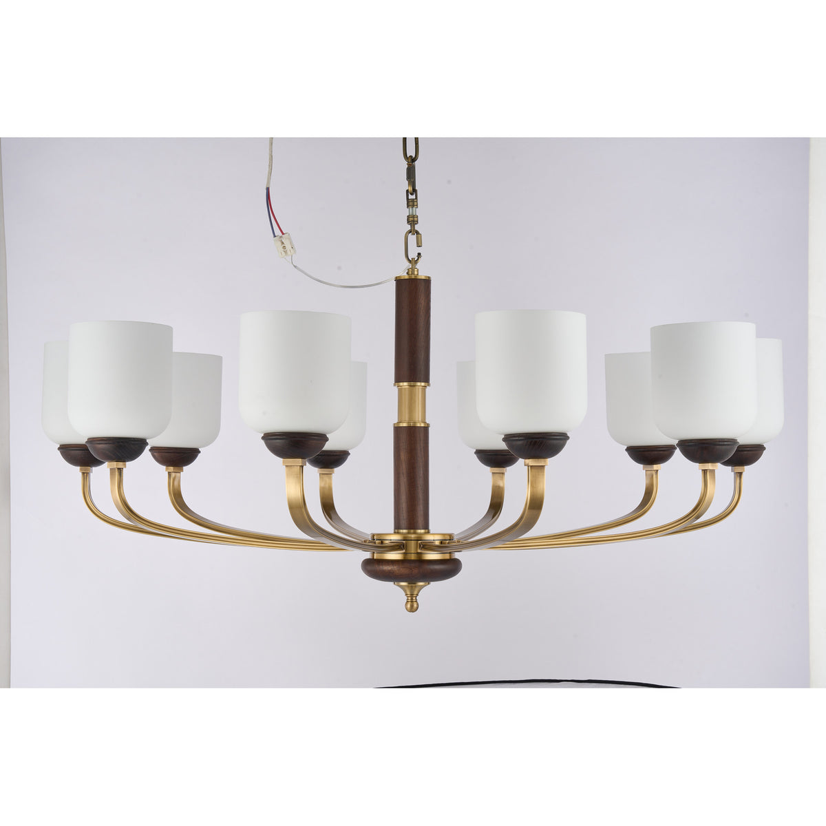 Supplier real photograph of the Bellgrave ten-light chandelier complete unlit front view
