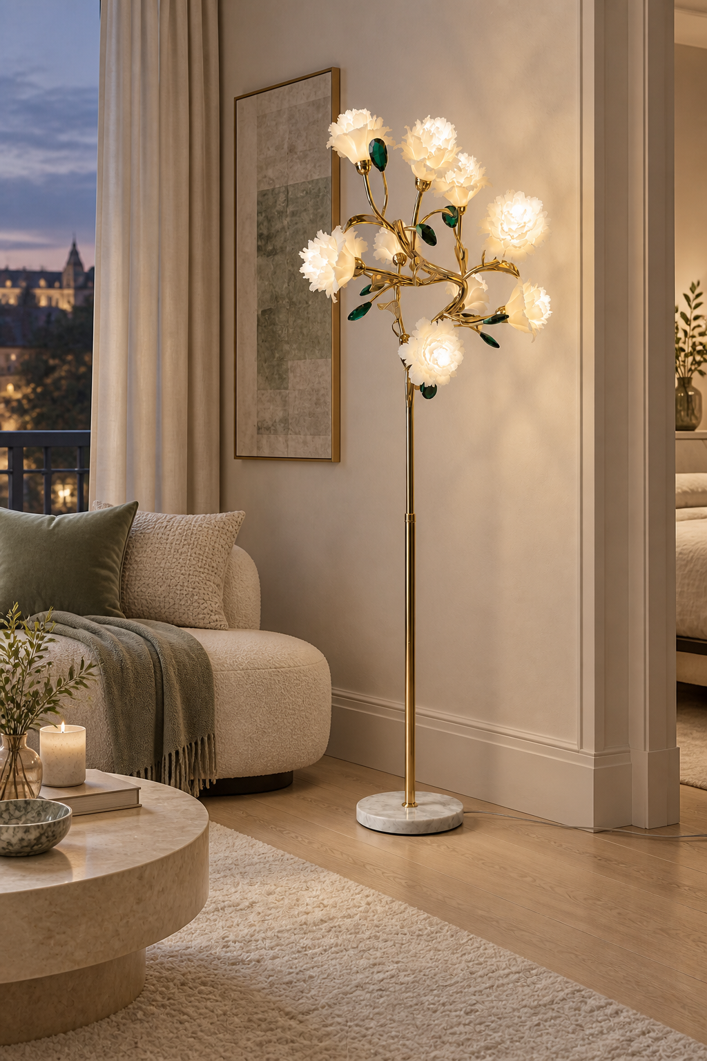 Sylverelle floor lamp – boutique hotel suite sitting area