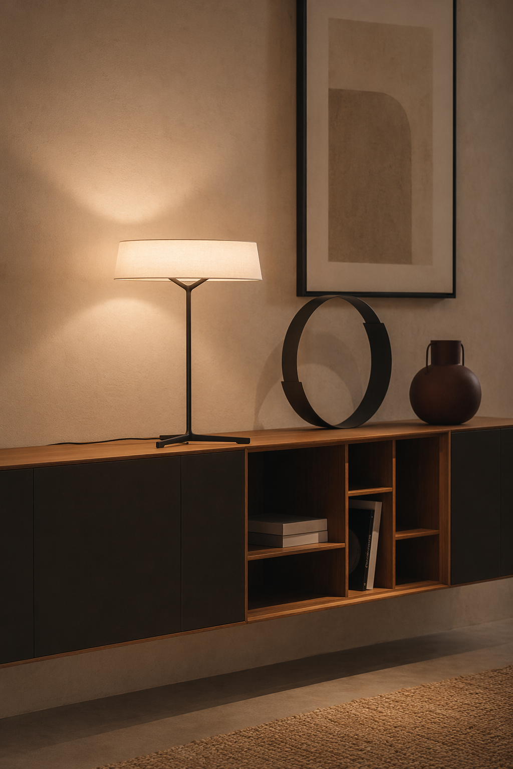 Modern Round Fabric Shade Table and Floor Lamp - 05 05-console-table.png