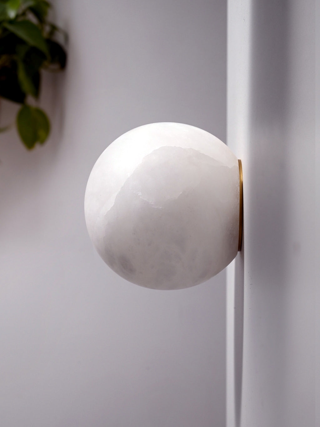 Modern A-Grade Spanish Alabaster Globe Wall Sconce in Natural Brass - 05 detail a grade spanish alabaster wall sconce