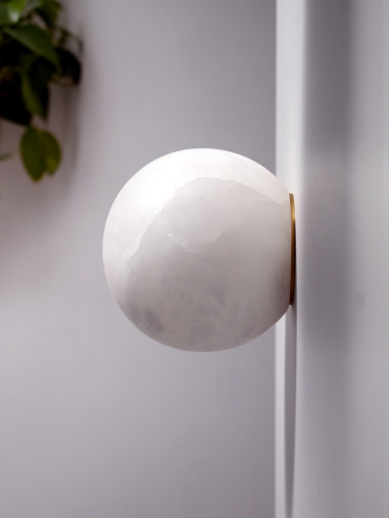 Modern A-Grade Spanish Alabaster Globe Wall Sconce in Natural Brass - 05 detail a grade spanish alabaster wall sconce