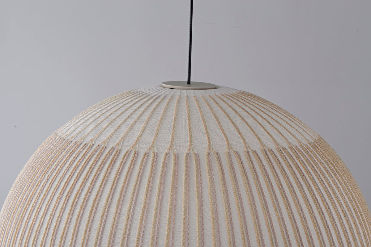 Modern Ribbed Dome Pendant Light — shade top seam and suspension cord detail