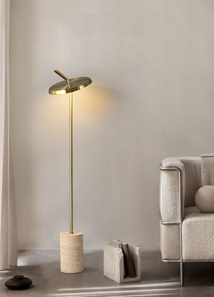 Modern Travertine Leather Floor Lamp in Gold - 05 05-detail-travertine-leather-floor-lamp-base