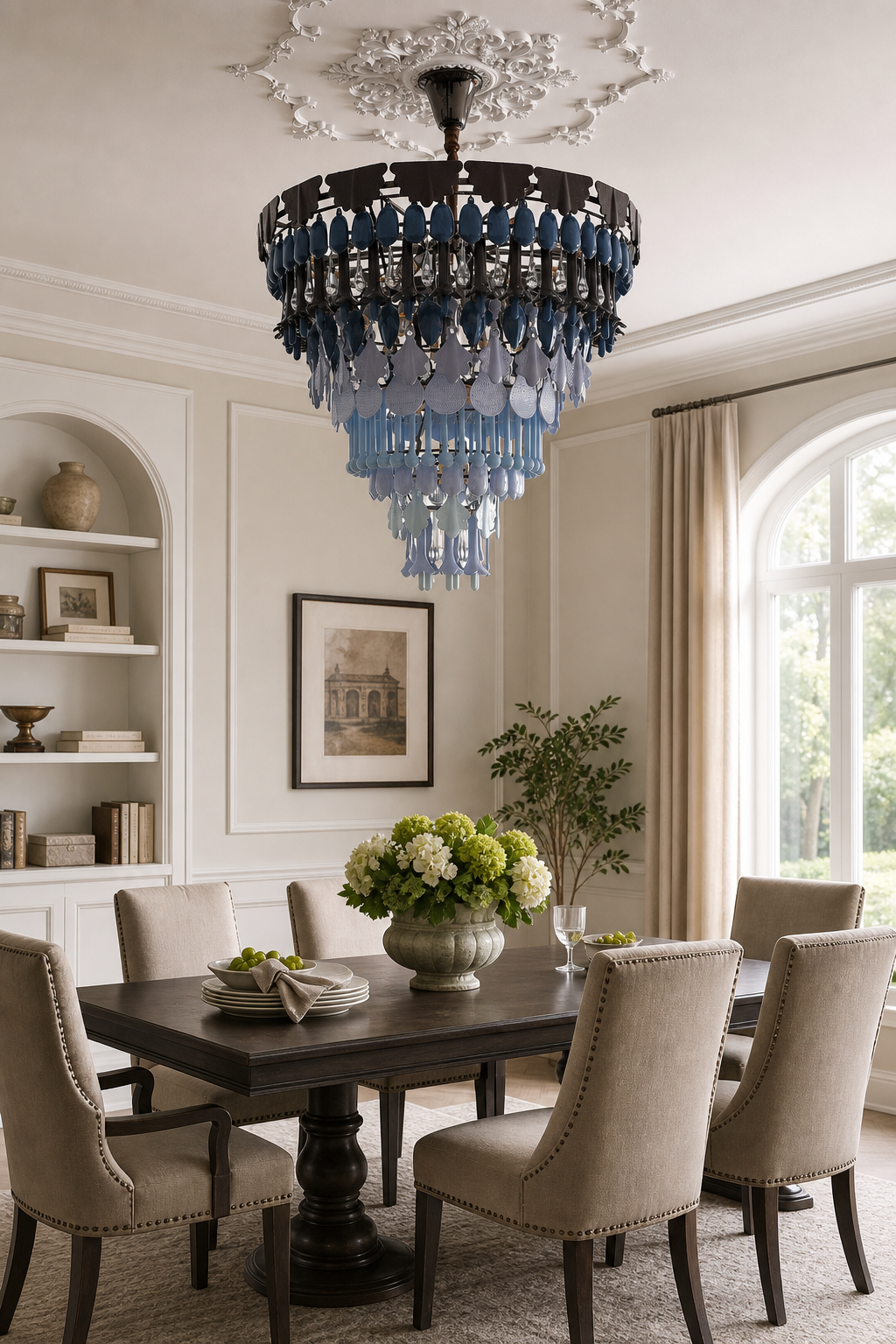 Blue Grey Ceramic Glass Chandelier - 05 05-dining-room-daylight-off