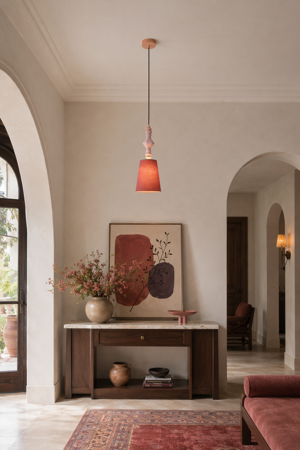 Smoky Purple Ceramic Mini Pendant entry console color wide