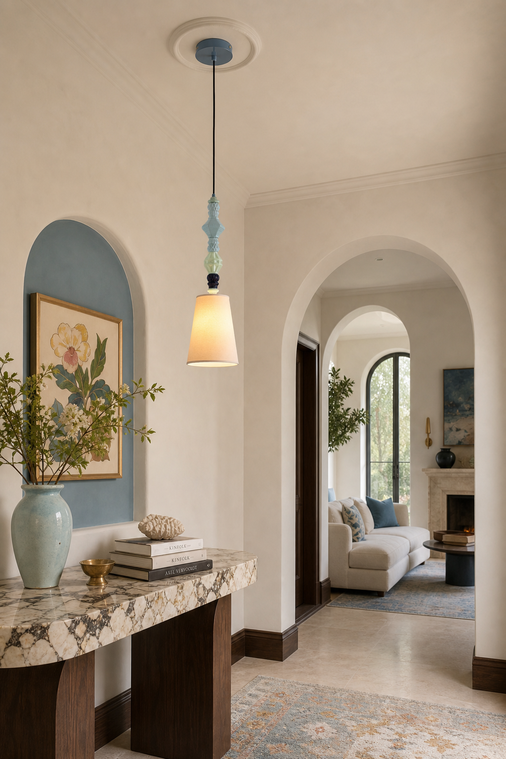 Cloud-Glaze Blue Ceramic Mini Pendant entry console color wide