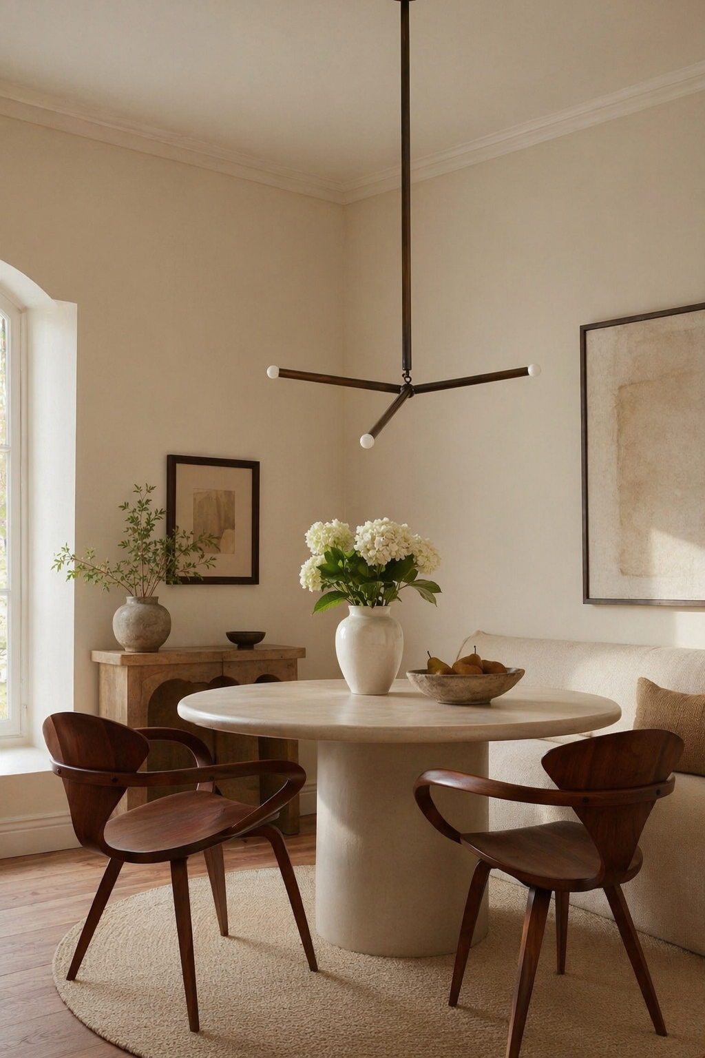 Modern Brass Branch Chandelier with Suede Accents - generated main 05 05-entry-or-console-scene