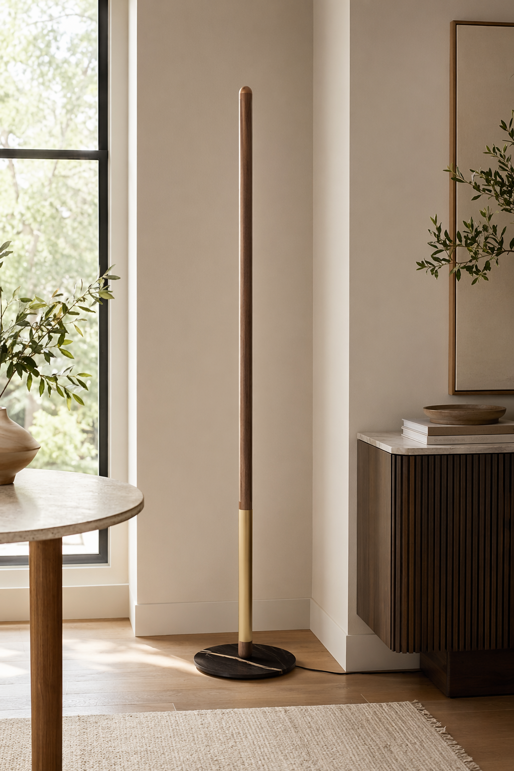 Modern Walnut LED Floor Lamp with Marble Base - generated main 05 05-entry-or-console-scene