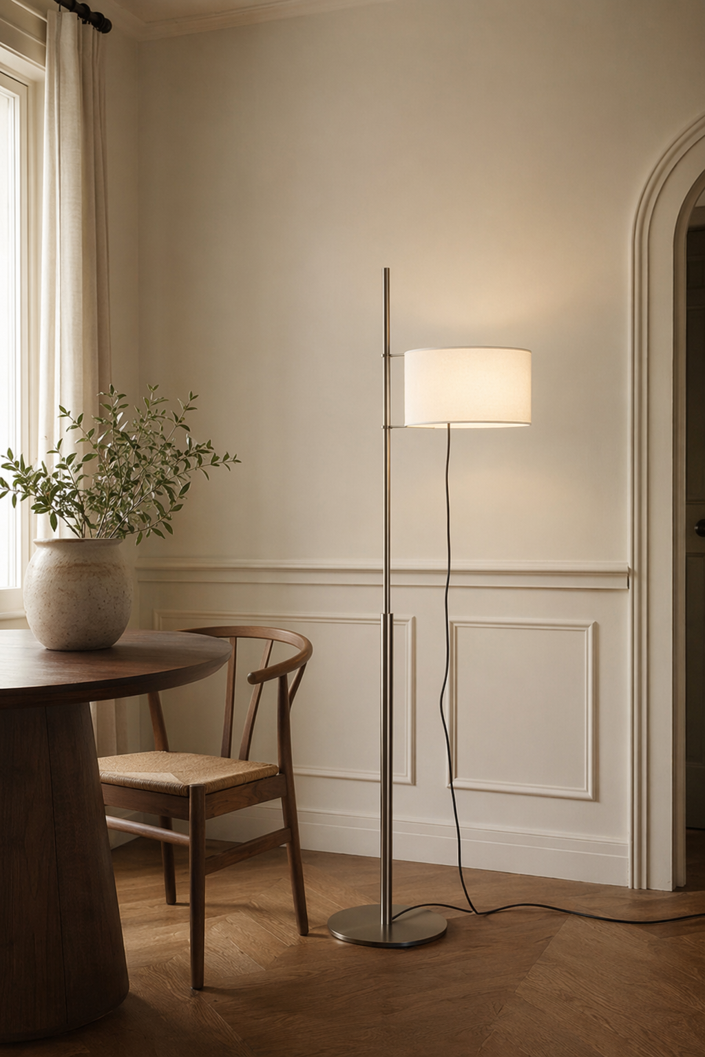 Modern Fabric Shade Table and Floor Lamp - generated main 05 05-entry-or-console-scene