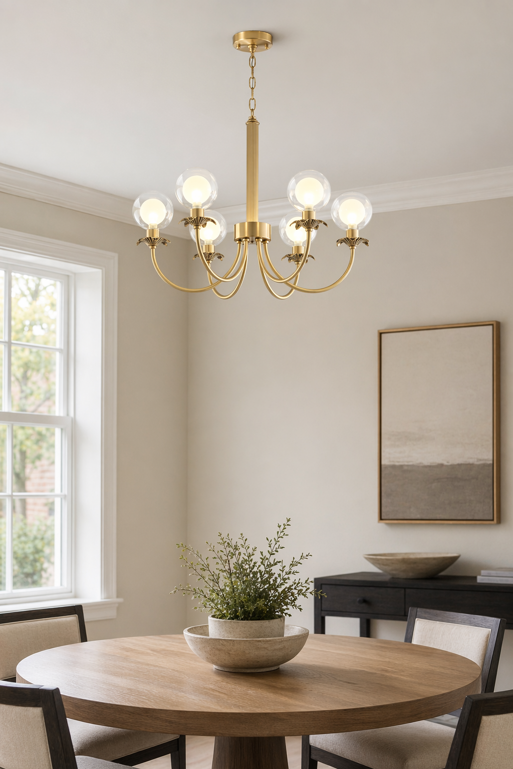 Modern Brass Glass Globe Chandelier - generated main 05 05-entry-or-console-scene