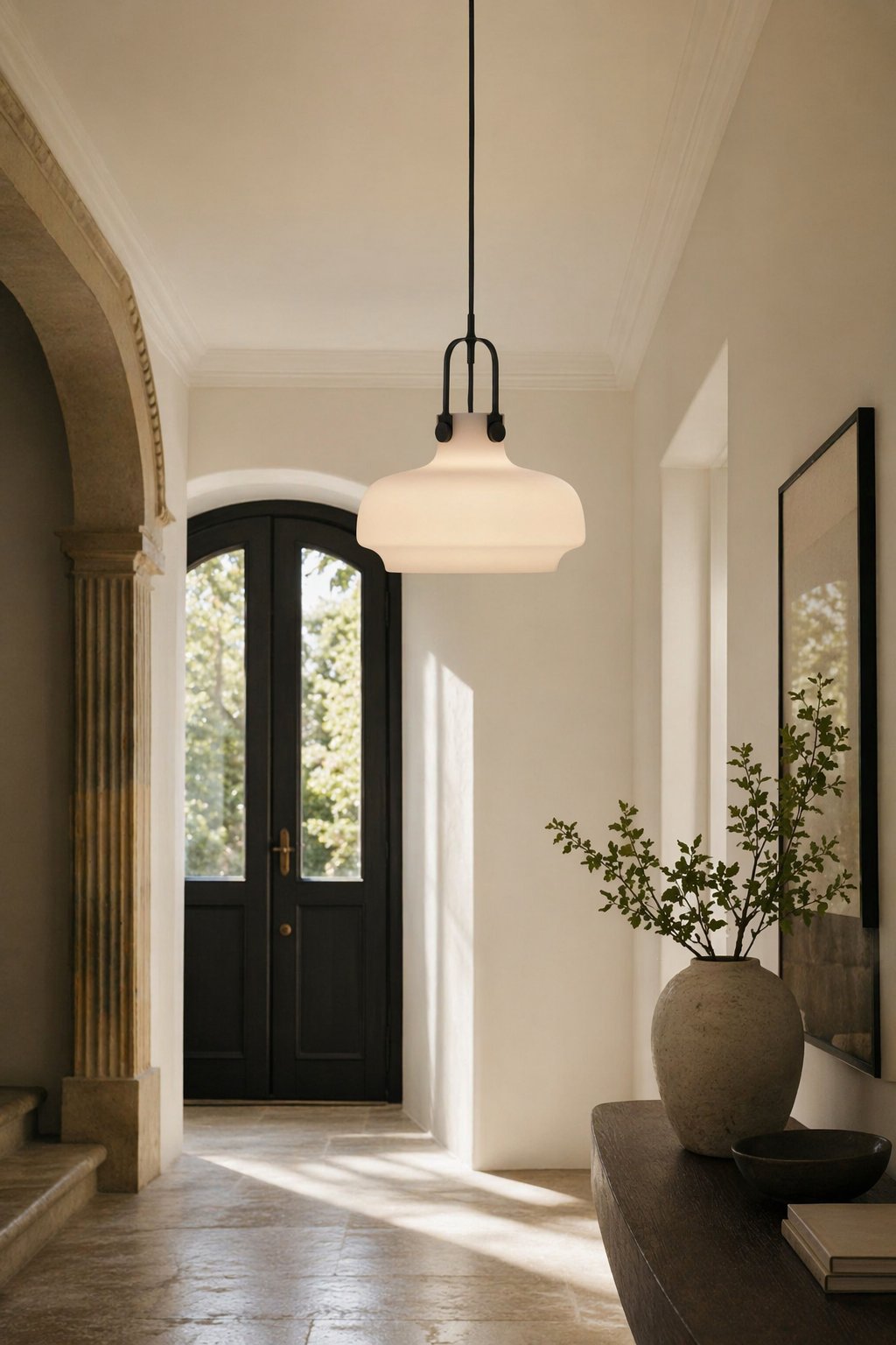 Modern Glass Dome Pendant Light - generated workflow 05 05-entryway-wide-daylight