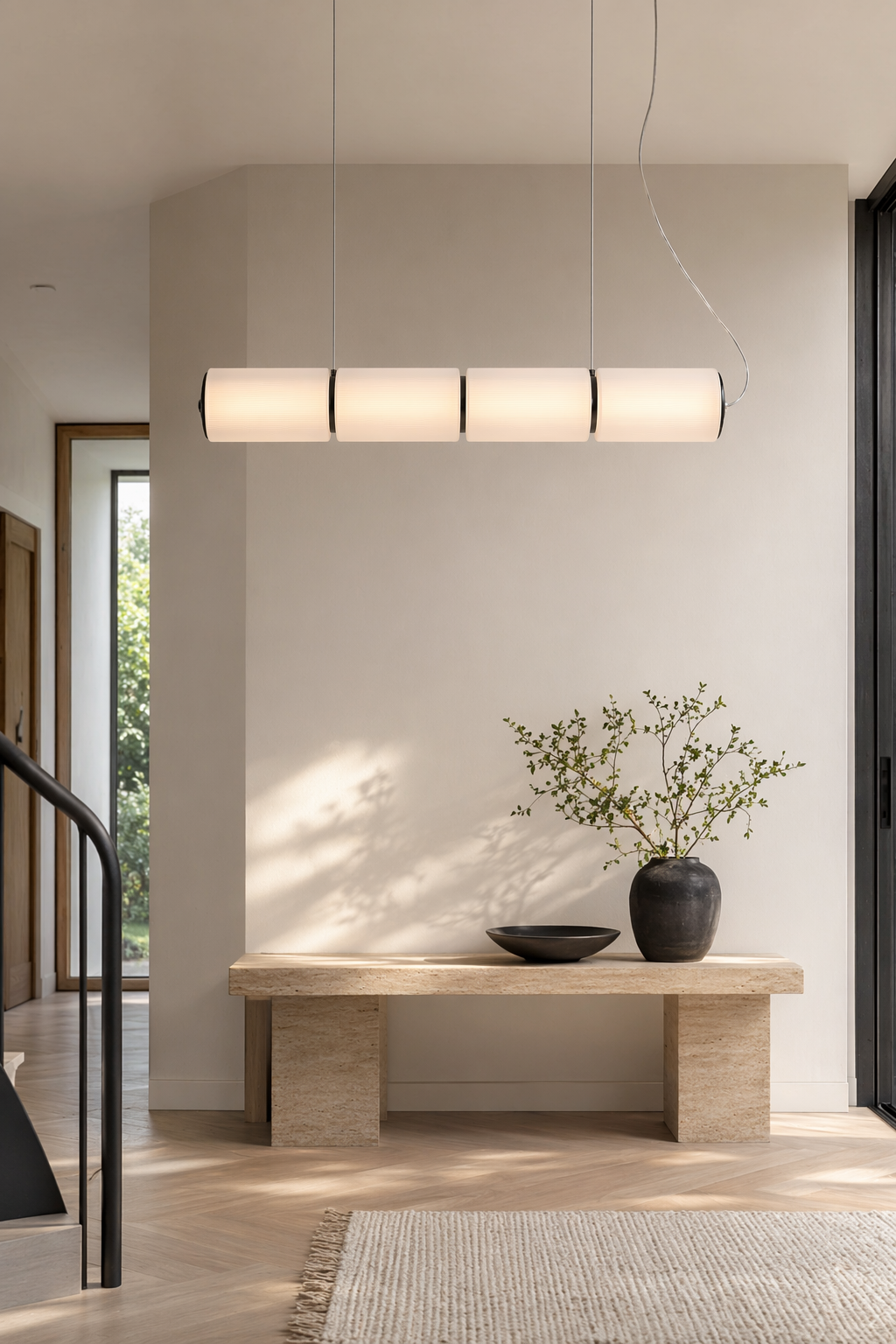 Modern Linear Multi-Head Pendant Light - generated workflow 05 05-entryway-wide-daylight