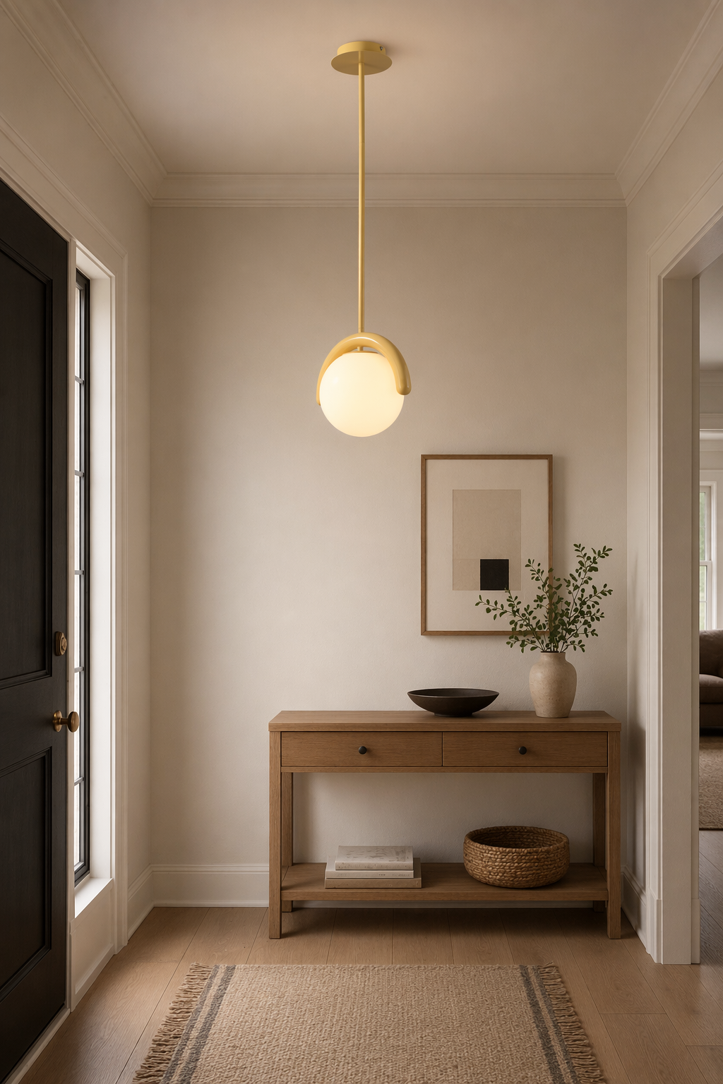 Modern Gold Globe Pendant Light - generated main 05 05-entryway-wide