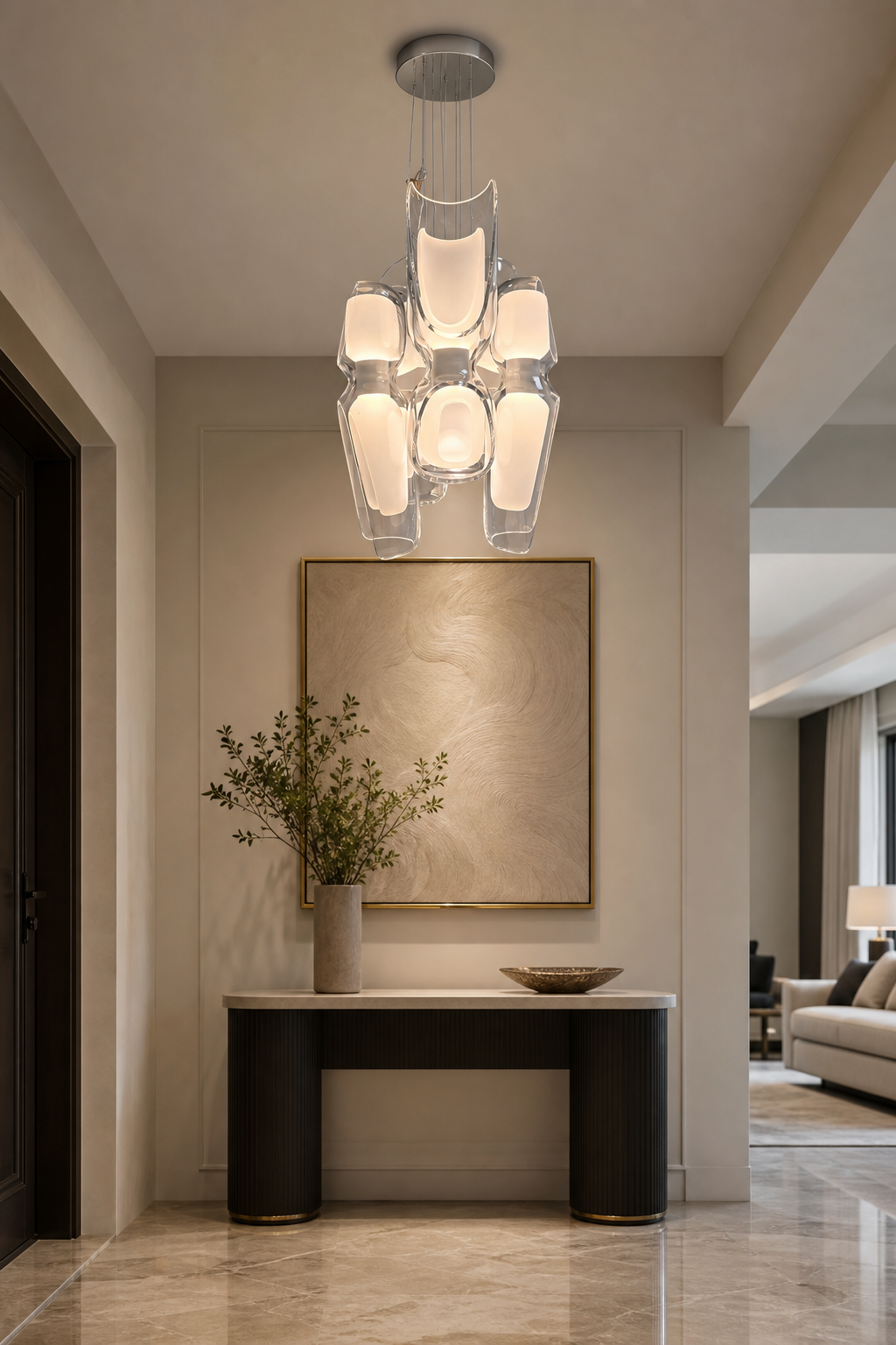 Modern Glass Petal Cluster Chandelier - generated main 05 05-entryway-wide
