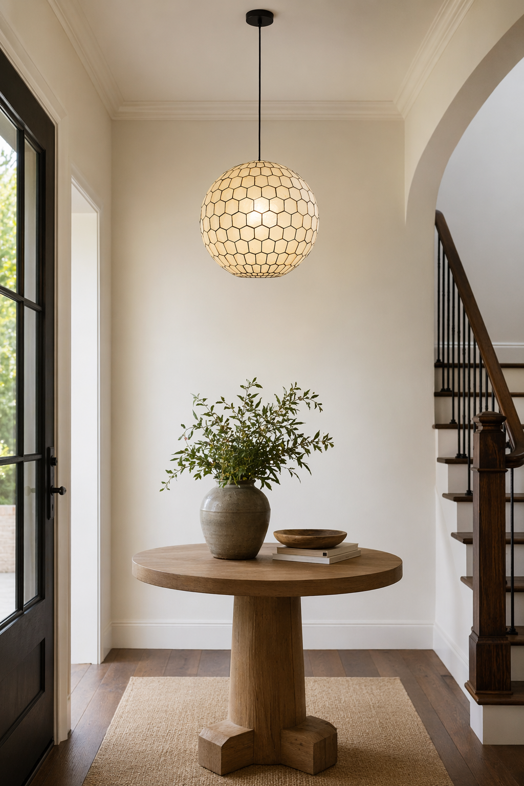 Modern Capiz Honeycomb Globe Pendant Light - 05 05-entryway-wide
