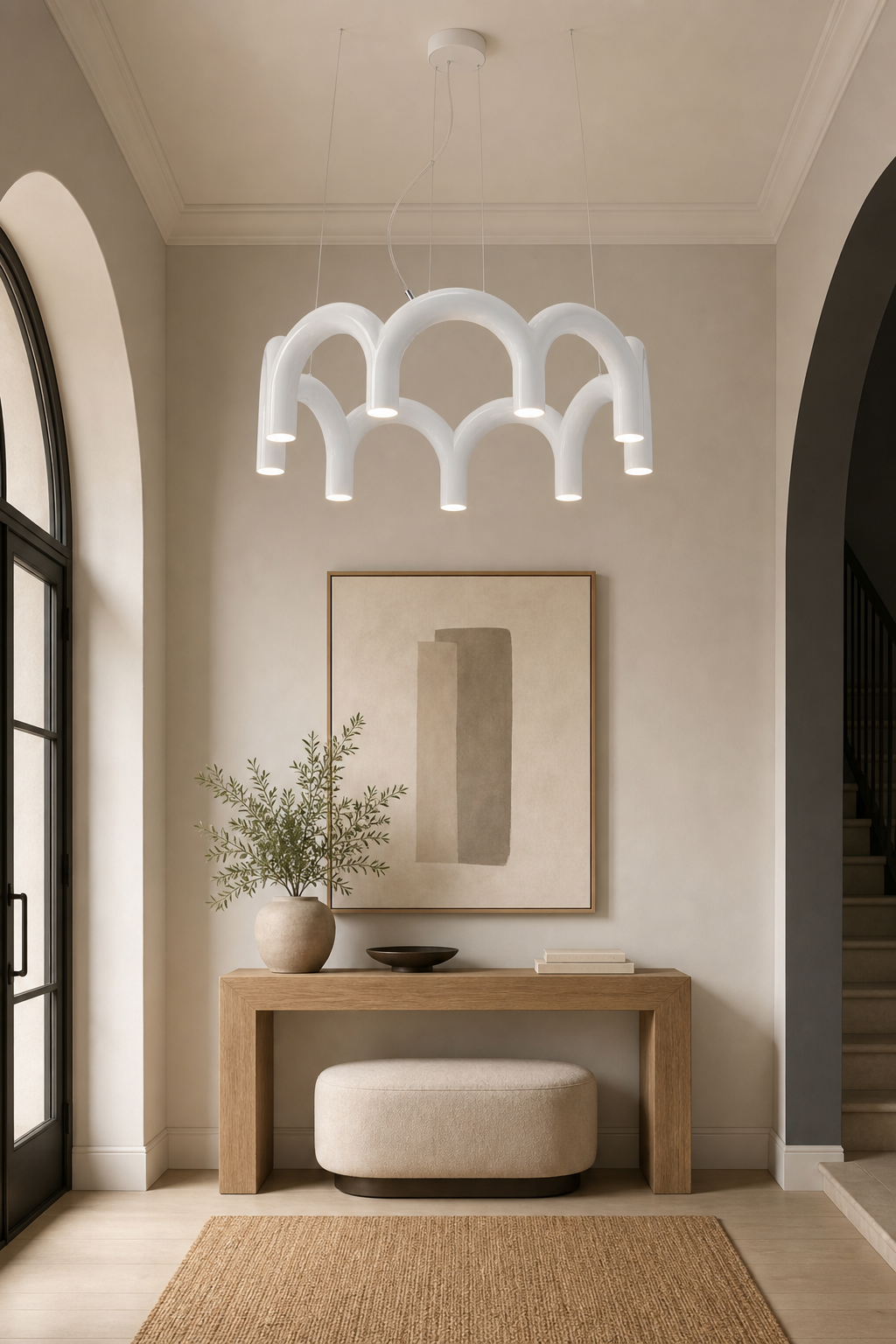 Colorful Arch Linear LED Pendant Light - generated main 05 05-entryway-wide