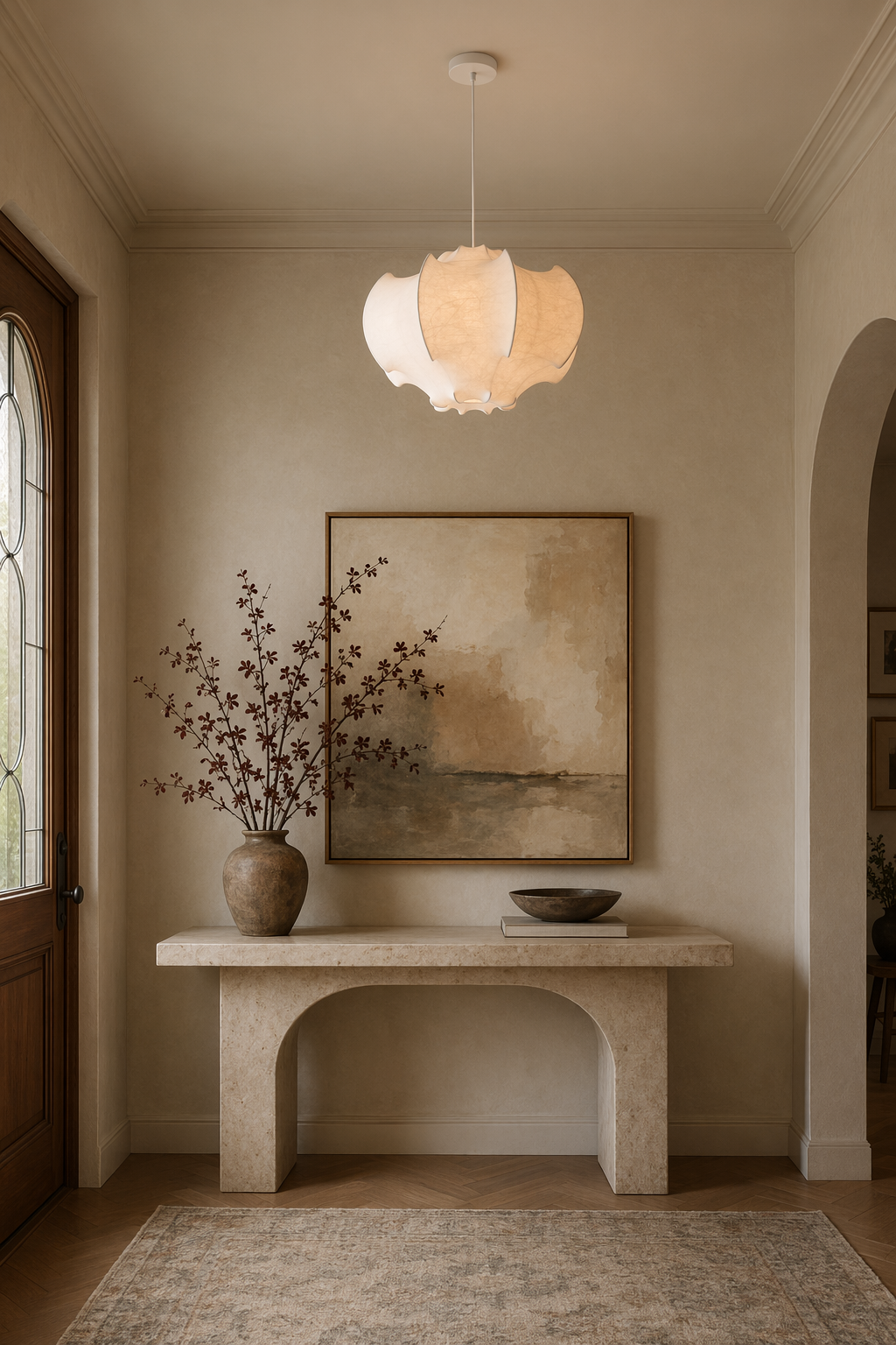 Handmade Mulberry Silk Pendant Light in White - product image 07
