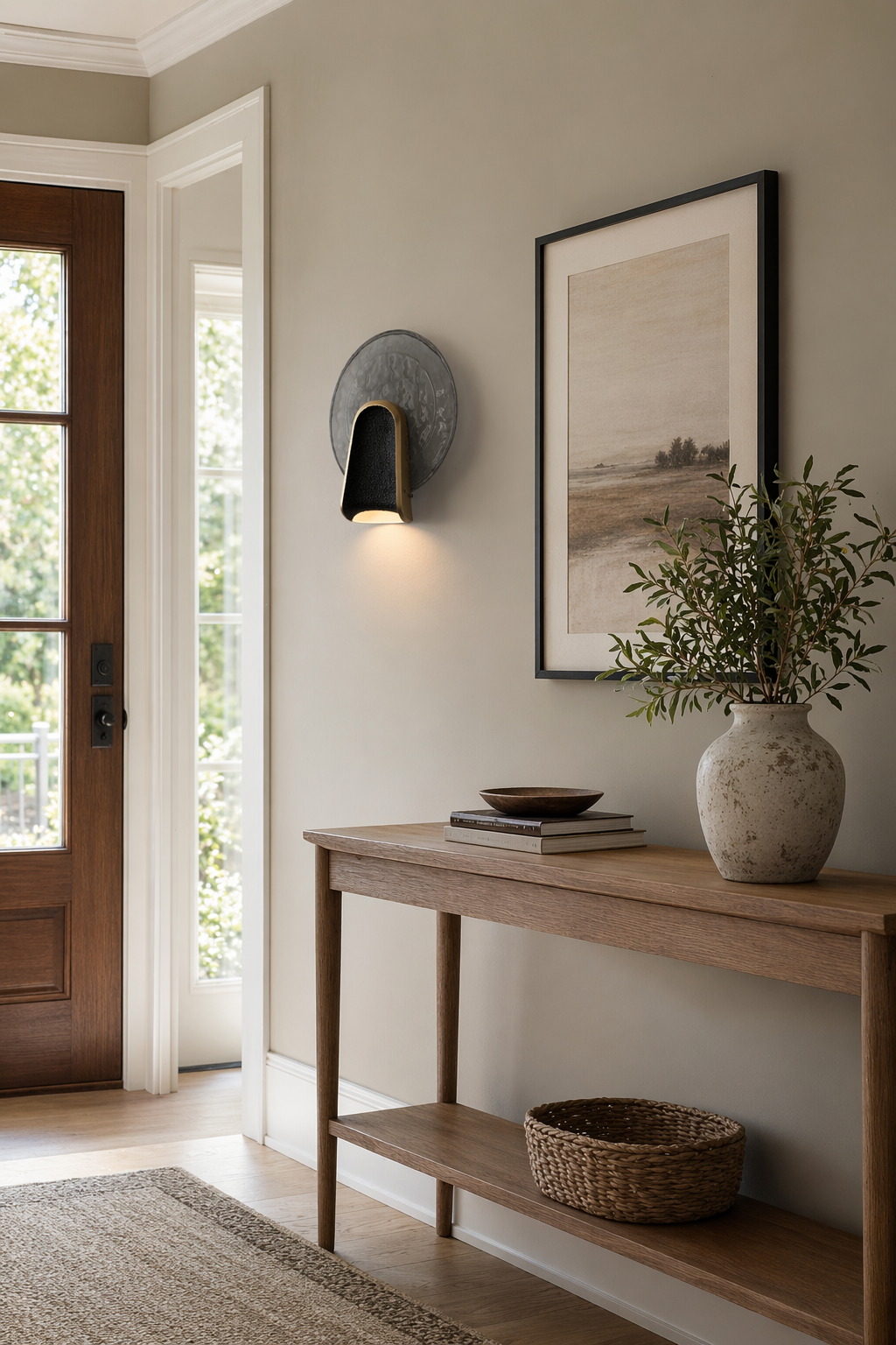 Modern Smoky Glass Round Wall Sconce - 05 05-foyer-console-wide