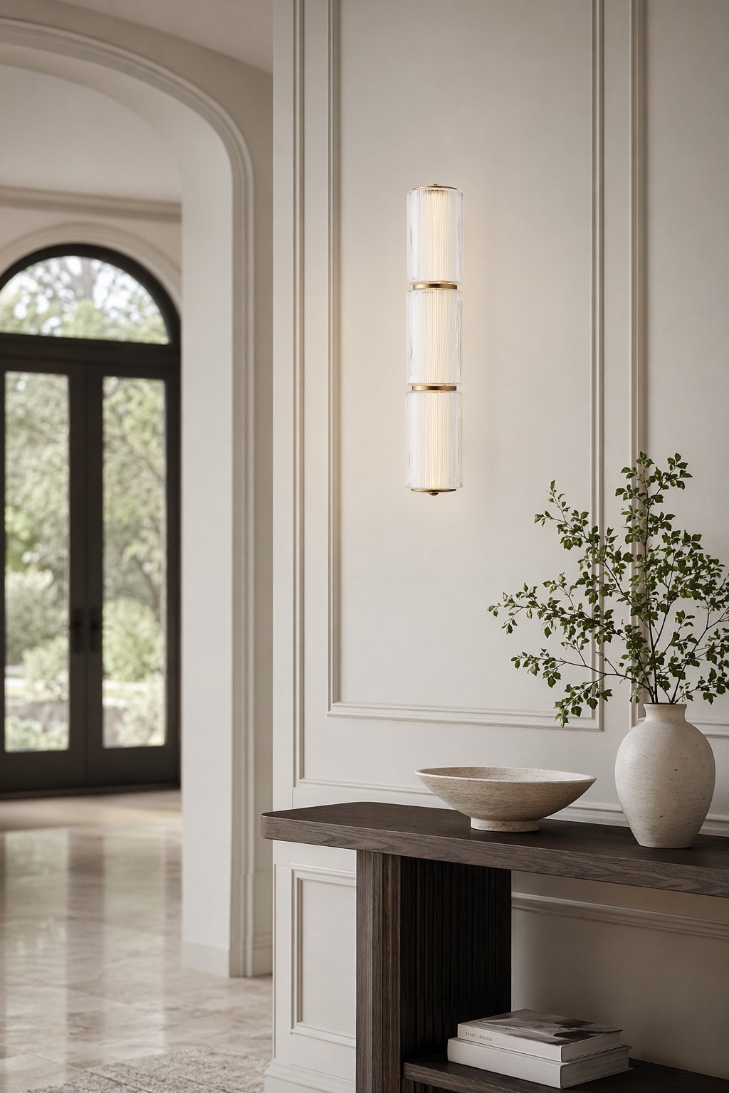 Modern Vertical Multi-Head Wall Sconce - generated workflow 05 05-foyer-wall-wide-daylight