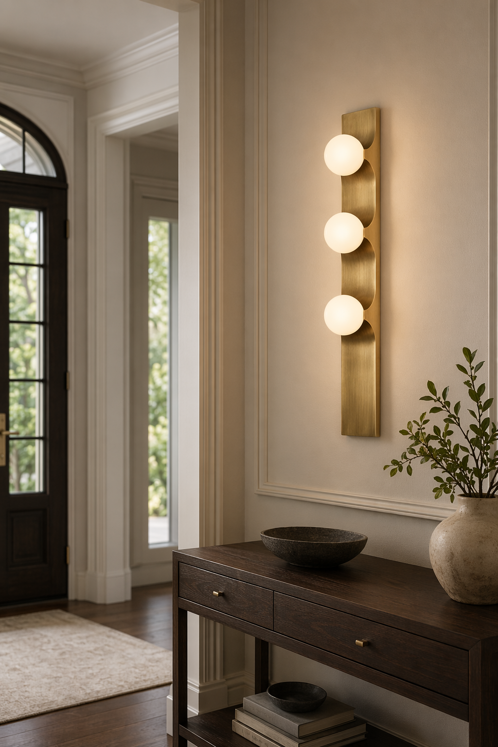 Modern Bronze Glass Globe Linear Wall Sconce - product image 06