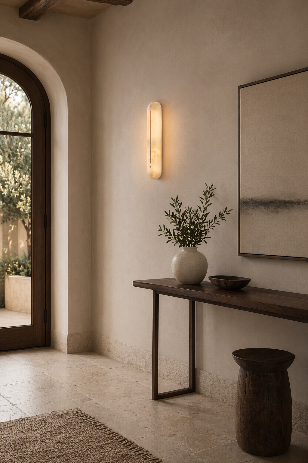 Modern Snowflake Alabaster Oval Wall Sconce - product image 03