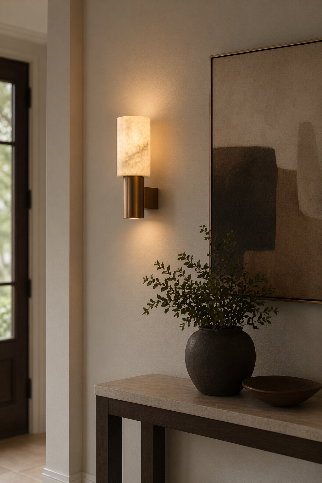 Modern Natural Stone Cylinder Wall Sconce - generated main 05 05-foyer-wall-wide