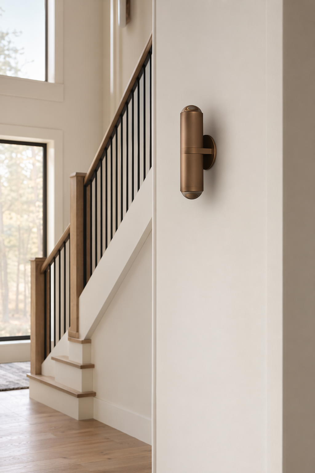 Modern Crystal Glass Cylinder Wall Sconce in Vintage Bronze - generated main 05 05-foyer-wall-wide