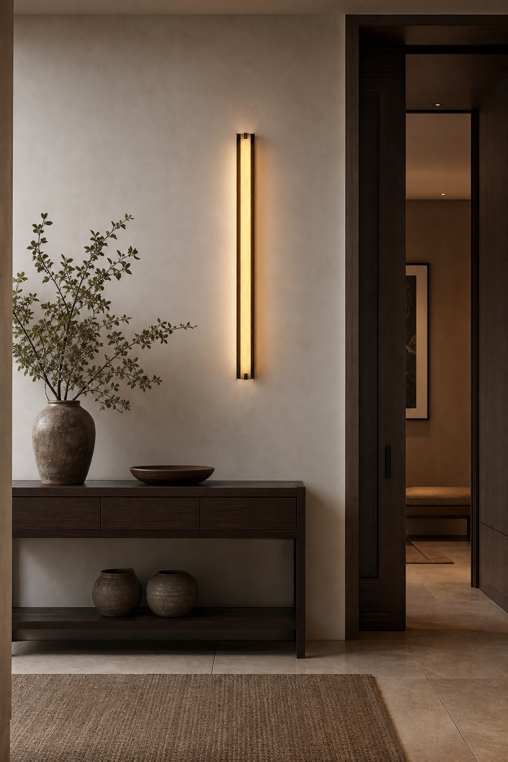 Modern Alabaster Linear Wall Sconce in Antique Brass - product image 05