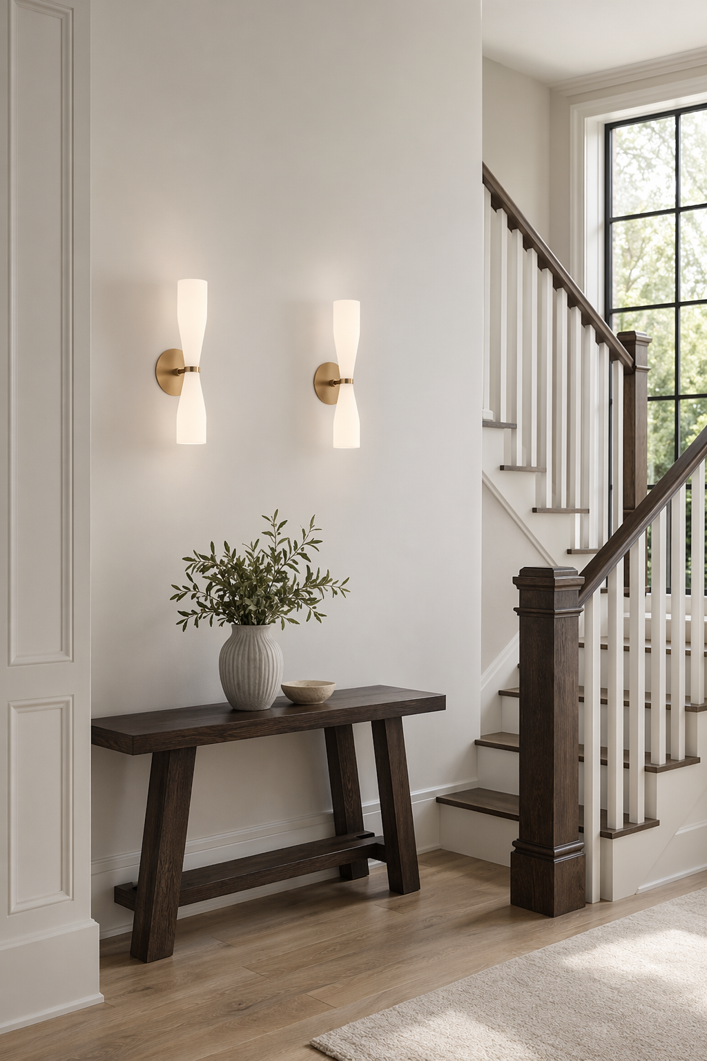 Modern Milky Glass Hourglass Wall Sconce - generated main 05 05-foyer-wall-wide